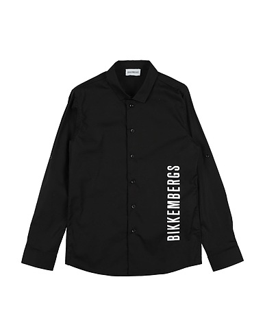 BIKKEMBERGS Hemd mit Muster Schwarz 98% Baumwolle, 2% Elastan