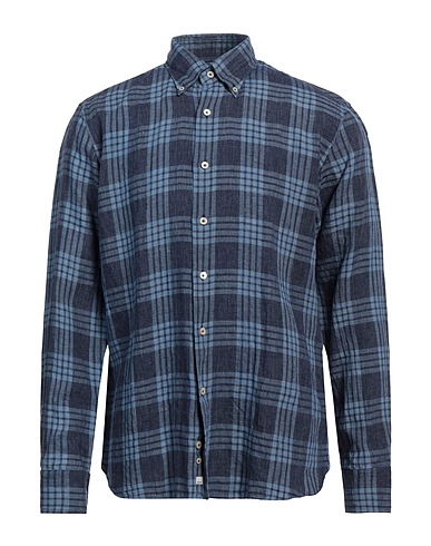 ALESSANDRO GHERARDI Checked shirt Navy blue 100% Linen