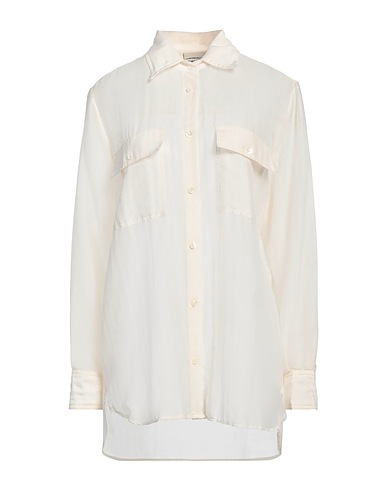 SEMICOUTURE Solid color shirts & blouses White 69% Cotton, 31% Silk