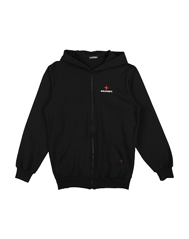 ZU+ELEMENTS Hooded track jacket  Black 94% Cotton, 6% Elastane