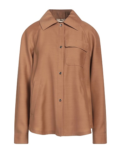 HERNO Solid colour shirts & blouses Brown 70% Virgin Wool, 30% Silk