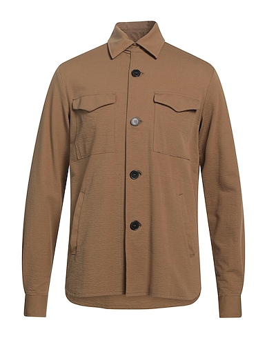 HARRIS WHARF LONDON Camisa lisa MARRONE 56% Algodón, 44% Poliéster