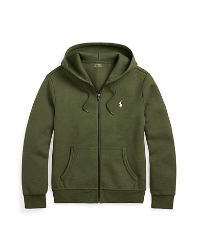 POLO RALPH LAUREN Felpa Double-Knit Full-Zip Hoodie
 Verde militare 66% Cotone, 34% Poliestere riciclato