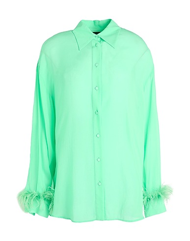 PINKO Shirts Green 100% Viscose, Ostrich feathers, Turkey feathers