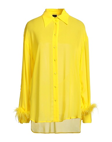 PINKO Shirts Yellow 100% Viscose, Ostrich feathers, Turkey feathers