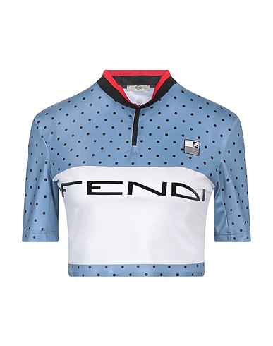 FENDI Haut court Bleu-gris 79% Polyamide, 21% Élasthanne, Coton