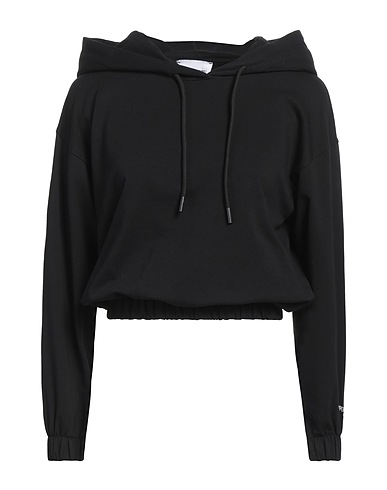 SUPERCULTURE CLOTHING Hooded track jacket  Black 95% Cotton, 5% Elastane