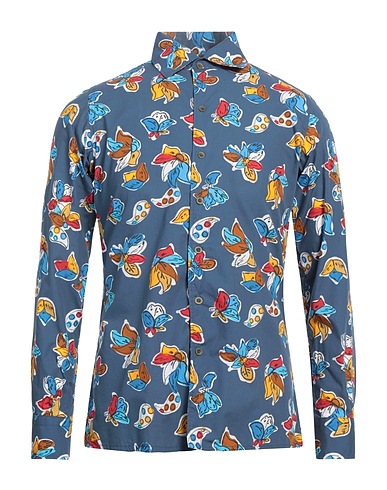 ALTEMFLOWER Patterned shirt Slate blue 100% Cotton