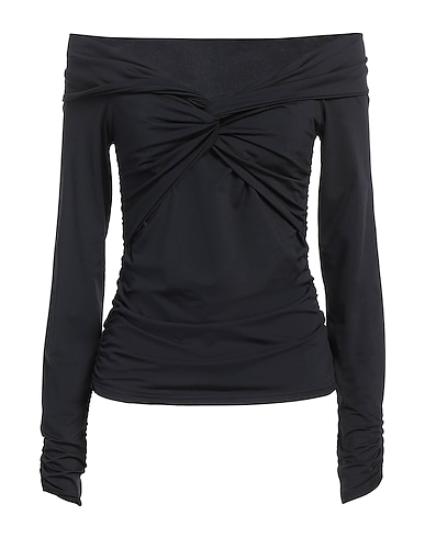 GESTUZ Off-the-shoulder top Black 90% Polyamide, 10% Elastane