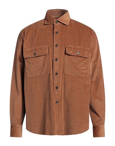 ALESSANDRO GHERARDI Solid colour shirt Brown 100% Cotton