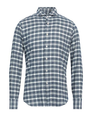 ALESSANDRO GHERARDI Checked shirt Navy blue 100% Cotton