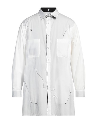YOHJI YAMAMOTO POUR HOMME Solid color shirt White 100% Cotton, Cellulose