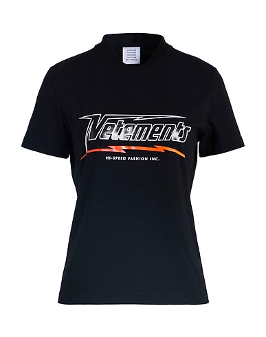 VETEMENTS T-Shirt Schwarz 90% Baumwolle, 10% Elastan