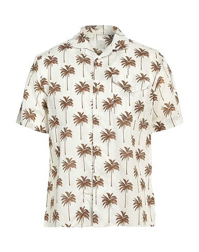 ELEVENTY Patterned shirt Off white 70% Cotton, 30% Linen