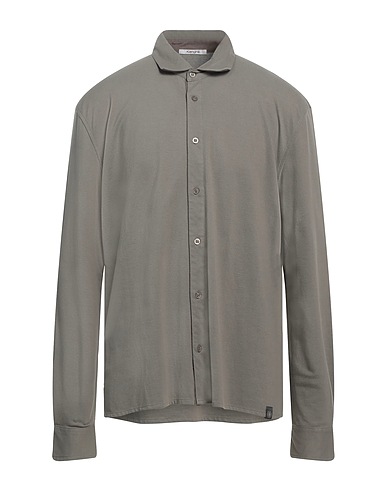 KANGRA Solid color shirt Military green 97% Cotton, 3% Elastane
