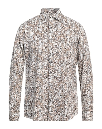 DEL SIENA Patterned shirt Brown 97% Cotton, 3% Elastane