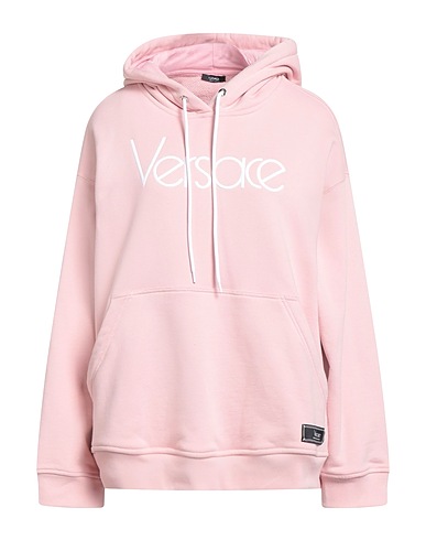 VERSACE Hooded track jacket  Pink 100% Cotton, Polyester, Elastane