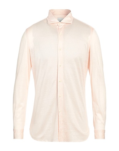 GIAMPAOLO Solid color shirt Light pink 50% Cotton, 50% Linen