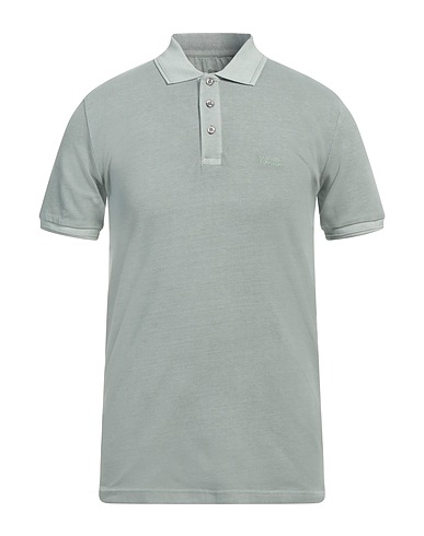 WOOLRICH Polo shirt Sage green 95% Cotton, 5% Elastane