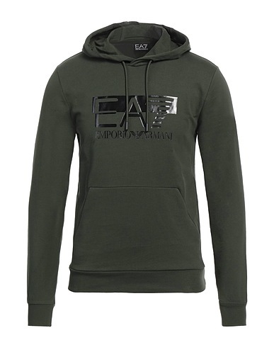 EA7 Hooded track jacket  Military green 100% Cotton, Elastane
