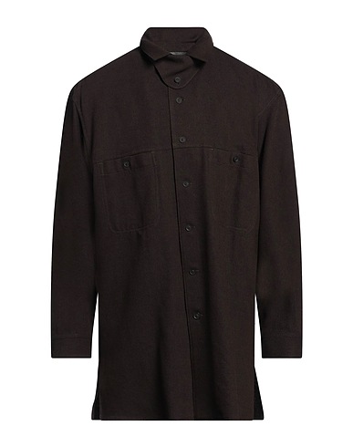 YOHJI YAMAMOTO POUR HOMME Solid colour shirt Dark brown 42% Wool, 32% Linen, 26% Cotton