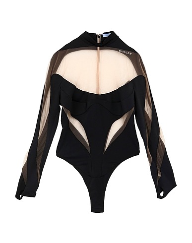MUGLER トップス ブラック ナイロン 78% / ポリウレタン 22%