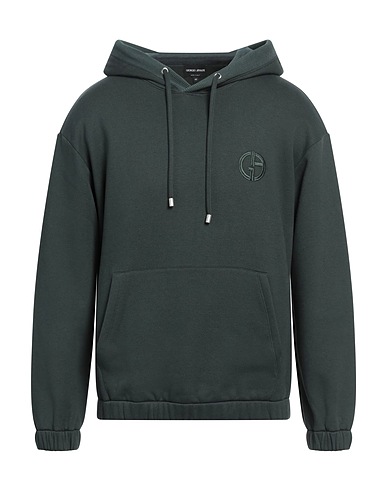 GIORGIO ARMANI Hooded track jacket  Dark green 93% Cotton, 7% Cashmere, Viscose, Polyamide, Polyester