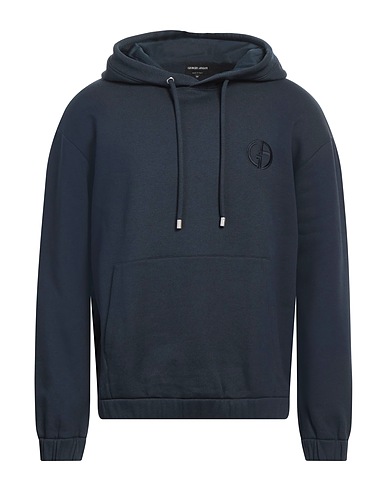 GIORGIO ARMANI Hooded sweatshirt Midnight blue 93% Cotton, 7% Cashmere, Viscose, Polyamide, Polyester