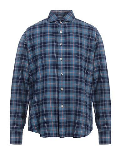 ALESSANDRO GHERARDI Checked shirt Navy blue 100% Cotton