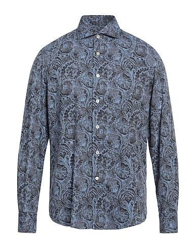 ALESSANDRO GHERARDI Patterned shirt Slate blue 100% Cotton