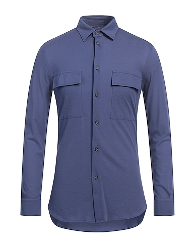 PAOLO PECORA Solid colour shirt Dark purple 100% Cotton