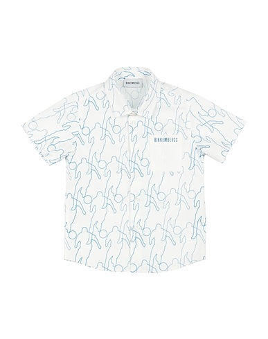 BIKKEMBERGS Patterned shirt White 97% Cotton, 3% Elastane