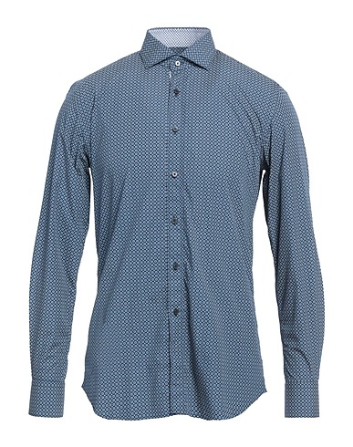 XACUS Patterned shirt Navy blue 100% Cotton