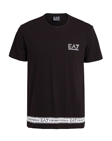 EA7 T-shirt Black 95% Cotton, 5% Elastane