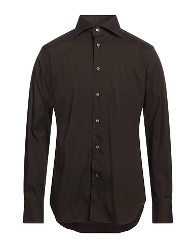 CORNELIANI Einfarbiges Hemd Dunkelbraun 78% Baumwolle, 18% Polyamid, 4% Elastan