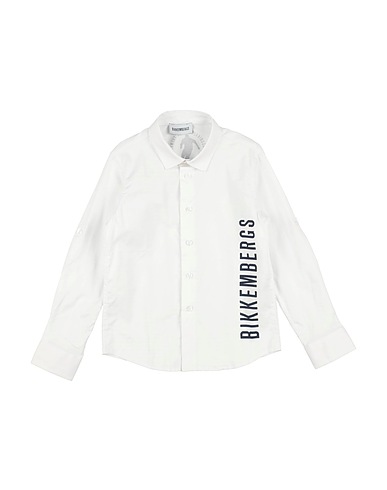 BIKKEMBERGS Patterned shirt White 97% Cotton, 3% Elastane