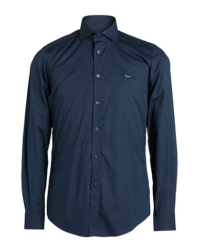 HARMONT & BLAINE Solid colour shirt Midnight blue 97% Cotton, 3% Elastane