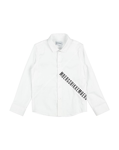 BIKKEMBERGS Patterned shirt White 97% Cotton, 3% Elastane