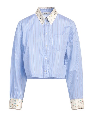 SANDRO Striped shirt Light blue 100% Cotton, Polyester