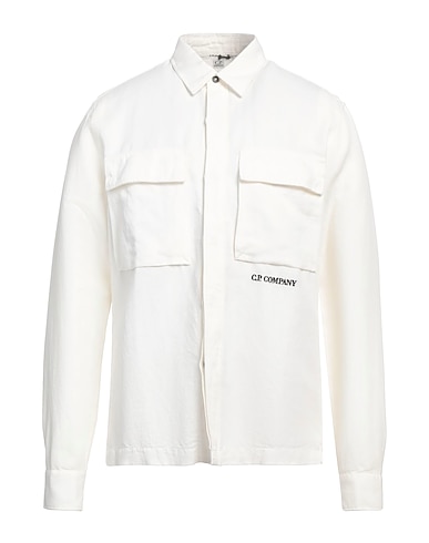 C.P. COMPANY Camicia tinta unita Bianco 51% Cotone, 49% Lino