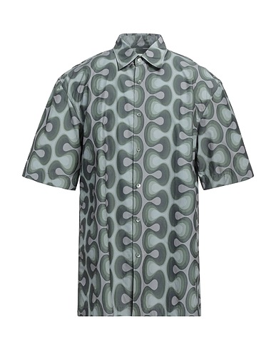 DRIES VAN NOTEN Patterned shirt VERDE MILITARE 58% Polyester, 42% Cotton