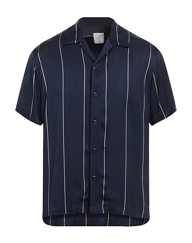 SANDRO Striped shirt Midnight blue 60% Acetate, 40% Viscose