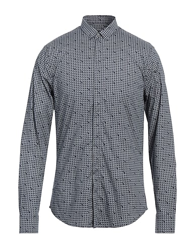 ARMANI EXCHANGE Patterned shirt Navy blue 97% Cotton, 3% Elastane