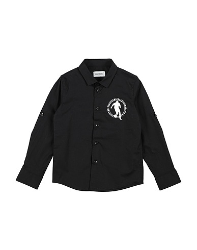 BIKKEMBERGS Patterned shirt Black 97% Cotton, 3% Elastane