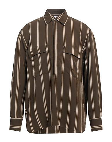 PT Torino Striped shirt Military green 84% Viscose, 16% Silk