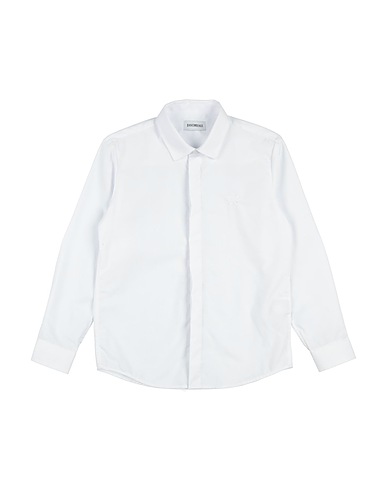 BIKKEMBERGS Solid colour shirt White 65% Polyester, 35% Cotton