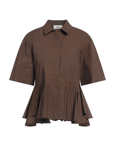 MEIMEIJ Solid color shirts & blouses Chocolate brown 100% Cotton