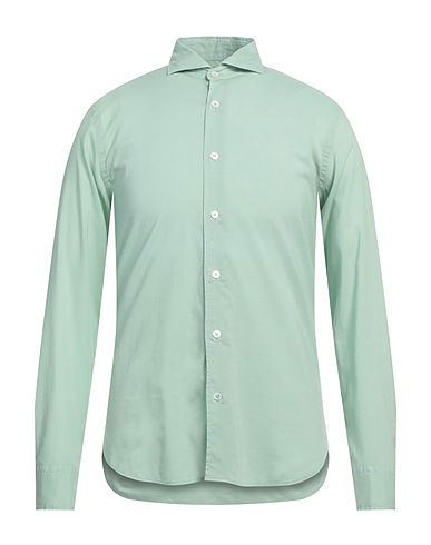 FEDELI Solid colour shirt Light green 95% Cotton, 5% Elastane