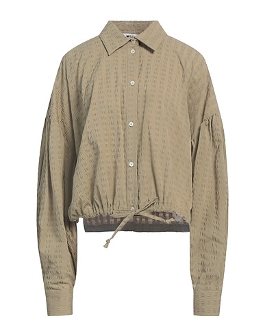 MSGM Solid colour shirts & blouses Sage green 98% Cotton, 2% Elastane