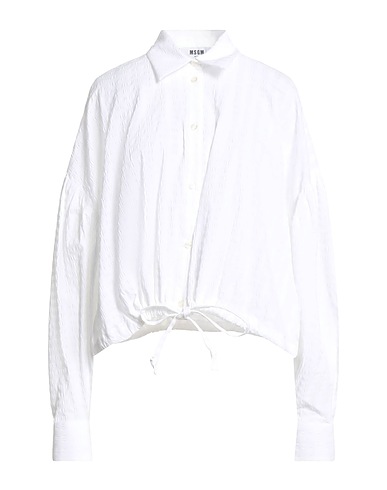 MSGM Solid colour shirts & blouses White 98% Cotton, 2% Elastane